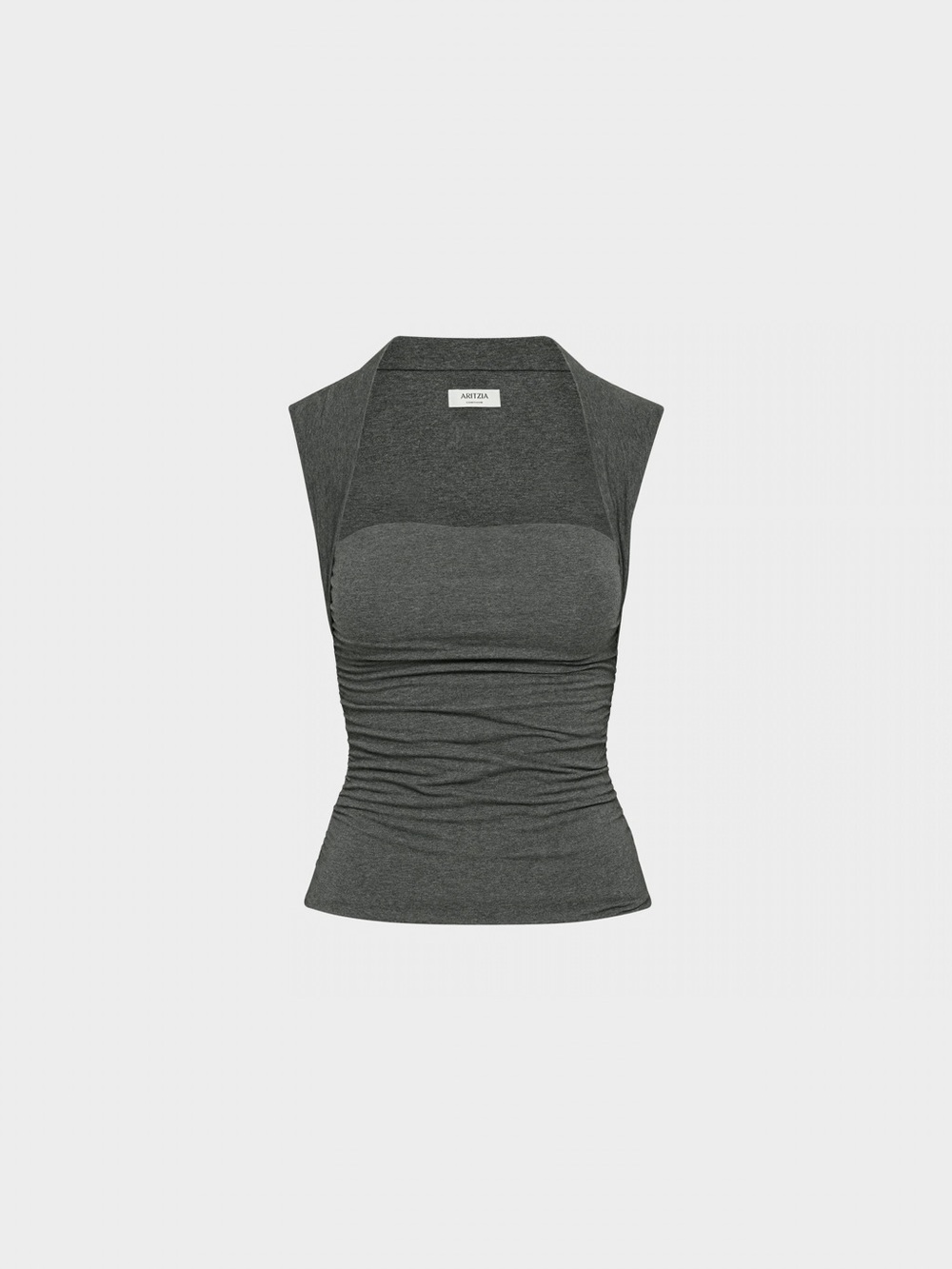 Aritzia Charcoal Grey Ruched Sleeveless Tank